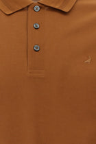 Taba Slim Fit Dar Kesim Nakışlı Merserize Pamuk Polo Yaka T-shirt