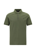 Orta Haki Slim Fit Dar Kesim Nakışlı Merserize Pamuk Polo Yaka T-shirt