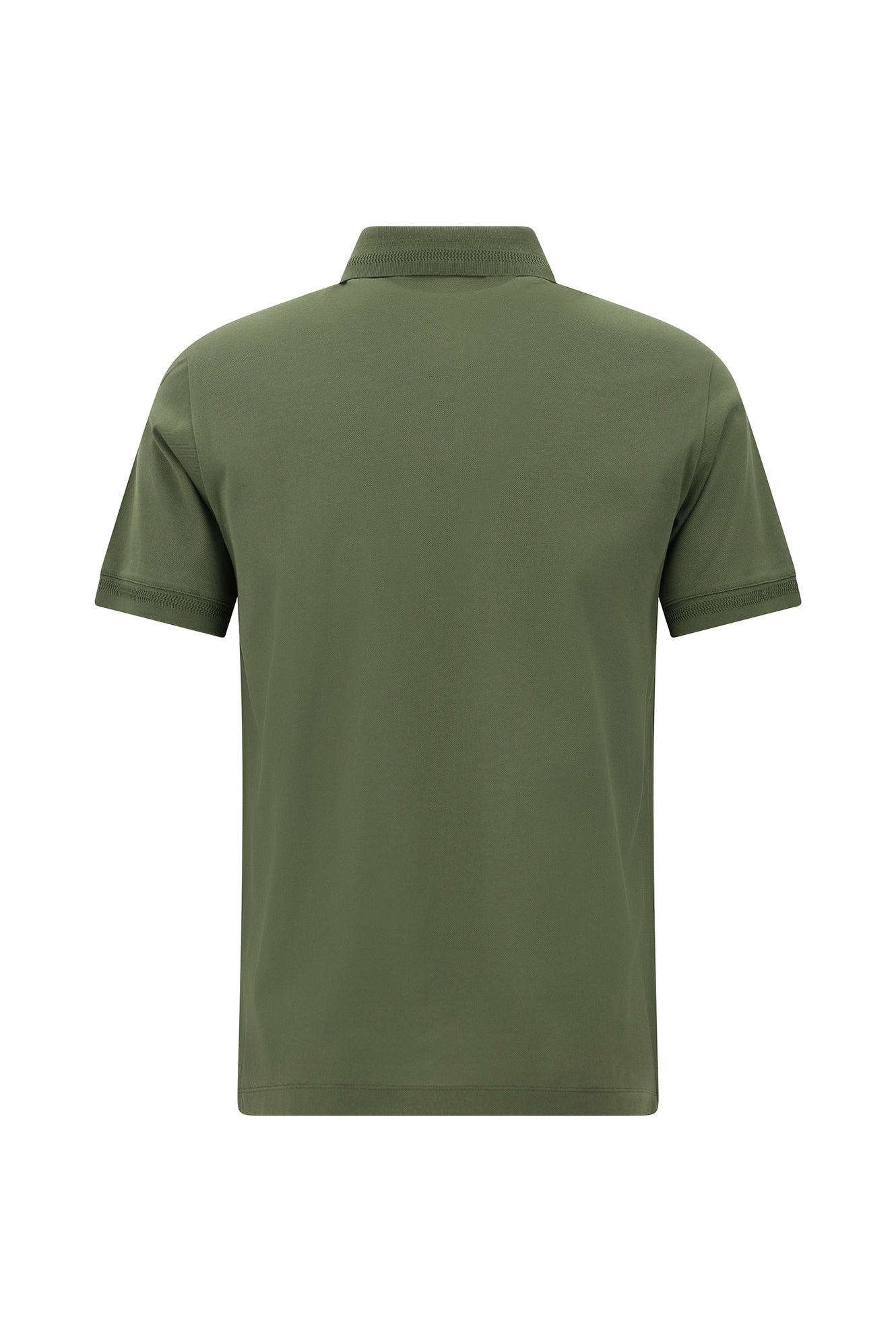 Orta Haki Slim Fit Dar Kesim Nakışlı Merserize Pamuk Polo Yaka T-shirt