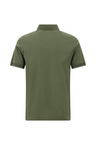 Orta Haki Slim Fit Dar Kesim Nakışlı Merserize Pamuk Polo Yaka T-shirt