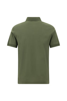 Orta Haki Slim Fit Dar Kesim Nakışlı Merserize Pamuk Polo Yaka T-shirt
