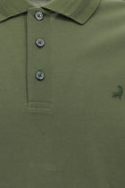 Orta Haki Slim Fit Dar Kesim Nakışlı Merserize Pamuk Polo Yaka T-shirt