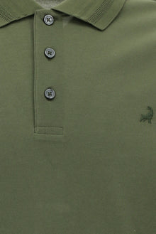 Orta Haki Slim Fit Dar Kesim Nakışlı Merserize Pamuk Polo Yaka T-shirt