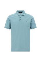 Açık Petrol Slim Fit Dar Kesim Nakışlı Merserize Pamuk Polo Yaka T-shirt