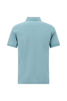Açık Petrol Slim Fit Dar Kesim Nakışlı Merserize Pamuk Polo Yaka T-shirt