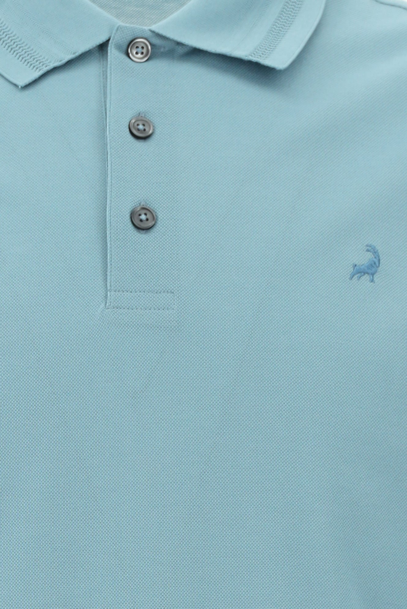 Açık Petrol Slim Fit Dar Kesim Nakışlı Merserize Pamuk Polo Yaka T-shirt