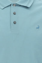 Açık Petrol Slim Fit Dar Kesim Nakışlı Merserize Pamuk Polo Yaka T-shirt