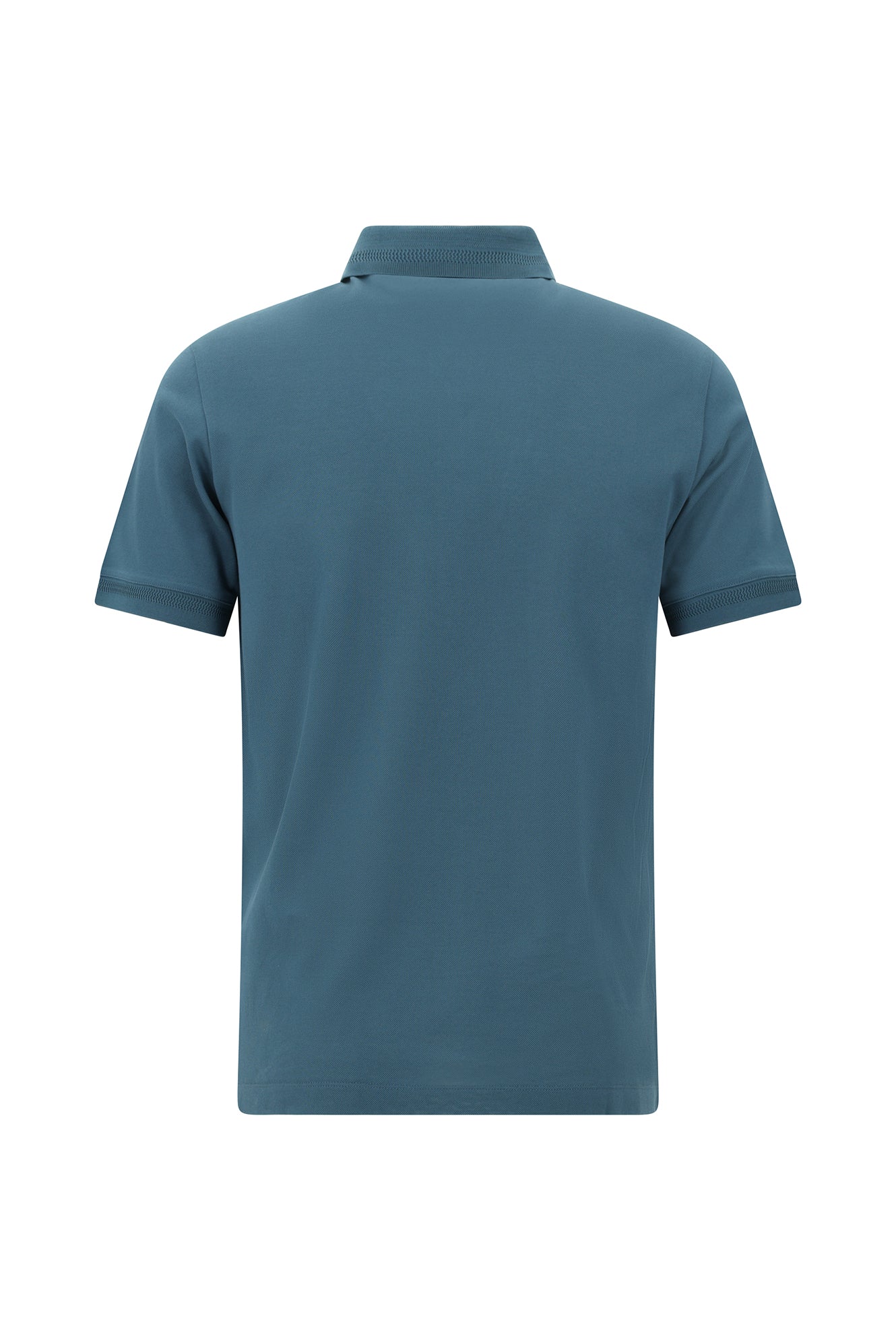 Orta Petrol Slim Fit Dar Kesim Nakışlı Merserize Pamuk Polo Yaka T-shirt