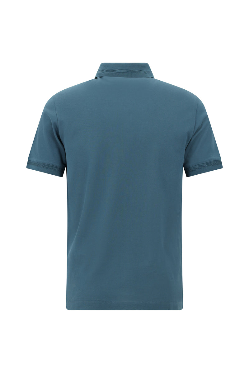 Orta Petrol Slim Fit Dar Kesim Nak??l? Merserize Pamuk Polo Yaka T-shirt-Abdullah Ki??l?