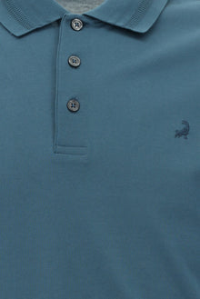 Orta Petrol Slim Fit Dar Kesim Nak??l? Merserize Pamuk Polo Yaka T-shirt-Abdullah Ki??l?