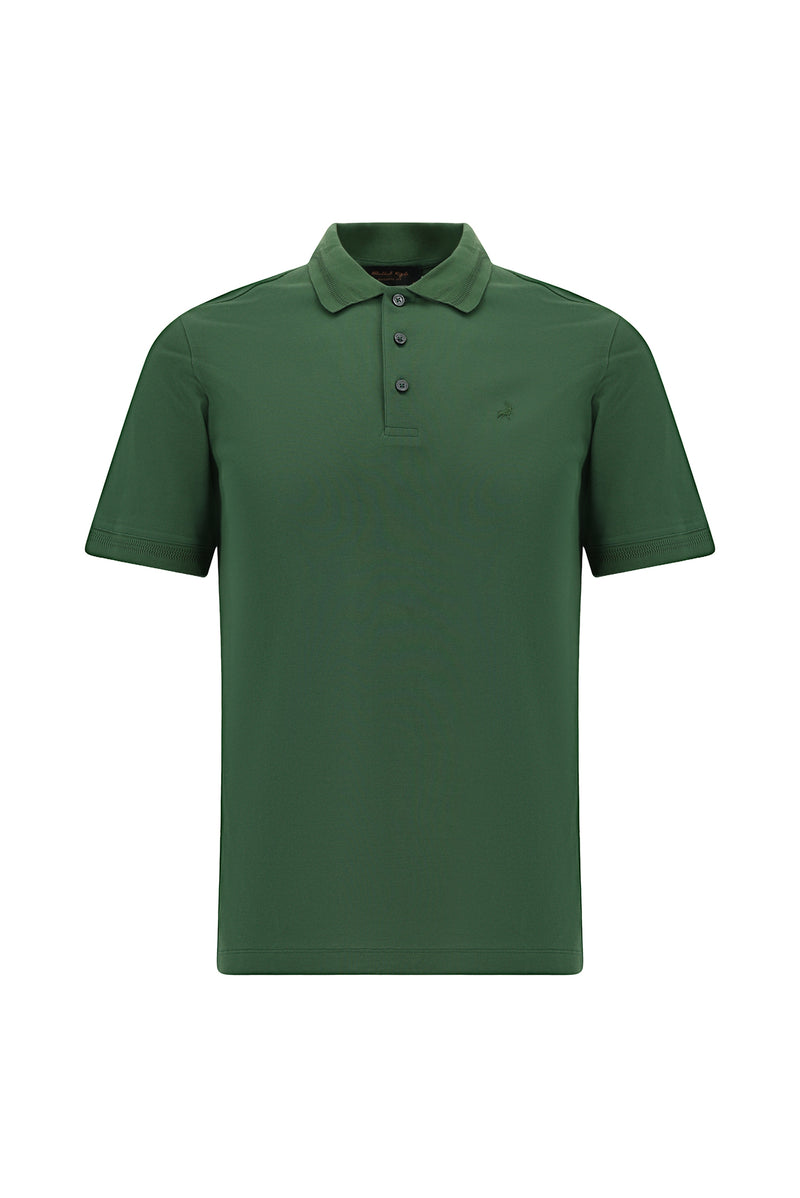 Nefti Slim Fit Dar Kesim Nakışlı Merserize Pamuk Polo Yaka T-shirt