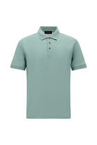 Su Yeşili Slim Fit Dar Kesim Nakışlı Merserize Pamuk Polo Yaka T-shirt