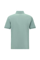 Su Yeşili Slim Fit Dar Kesim Nakışlı Merserize Pamuk Polo Yaka T-shirt