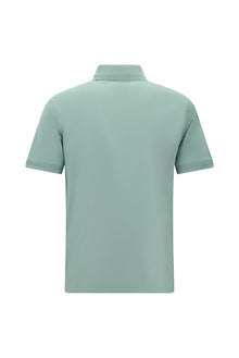 Su Yeşili Slim Fit Dar Kesim Nakışlı Merserize Pamuk Polo Yaka T-shirt