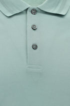Su Yeşili Slim Fit Dar Kesim Nakışlı Merserize Pamuk Polo Yaka T-shirt