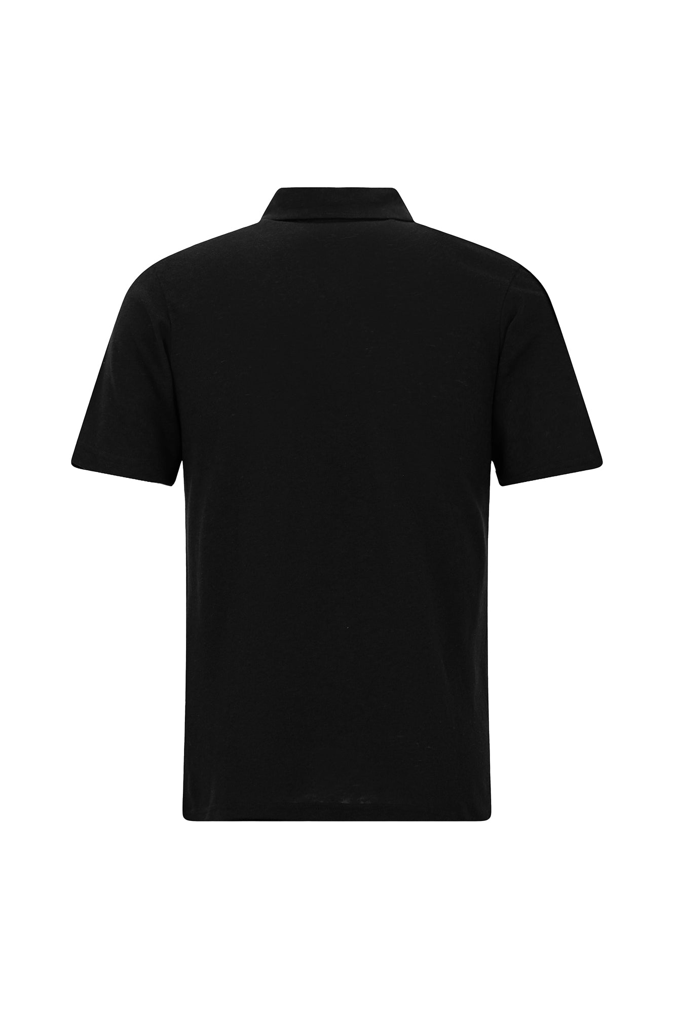 Siyah Slim Fit Dar Kesim Nakışlı Pamuklu Lyocell Polo Yaka T-shirt