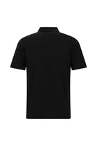 Siyah Slim Fit Dar Kesim Nakışlı Pamuklu Lyocell Polo Yaka T-shirt