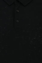 Siyah Slim Fit Dar Kesim Nakışlı Pamuklu Lyocell Polo Yaka T-shirt