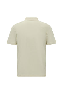 Açık Bej Slim Fit Dar Kesim Nakışlı Pamuklu Lyocell Polo Yaka T-shirt