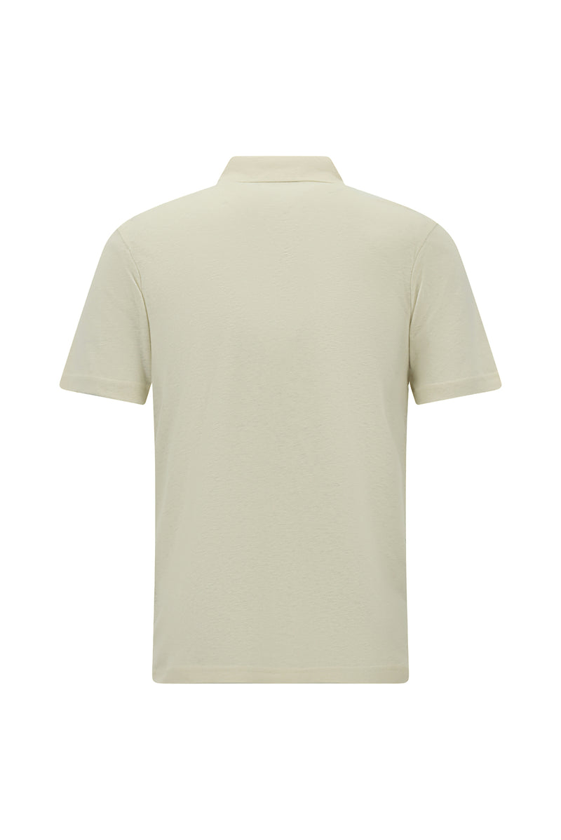 Açık Bej Slim Fit Dar Kesim Nakışlı Pamuklu Lyocell Polo Yaka T-shirt