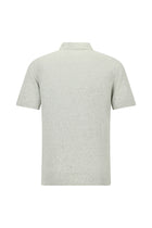 Orta Gri Melanj Slim Fit Dar Kesim Çizgili Pamuklu Keten İtalyan Triko Polo T-shirt