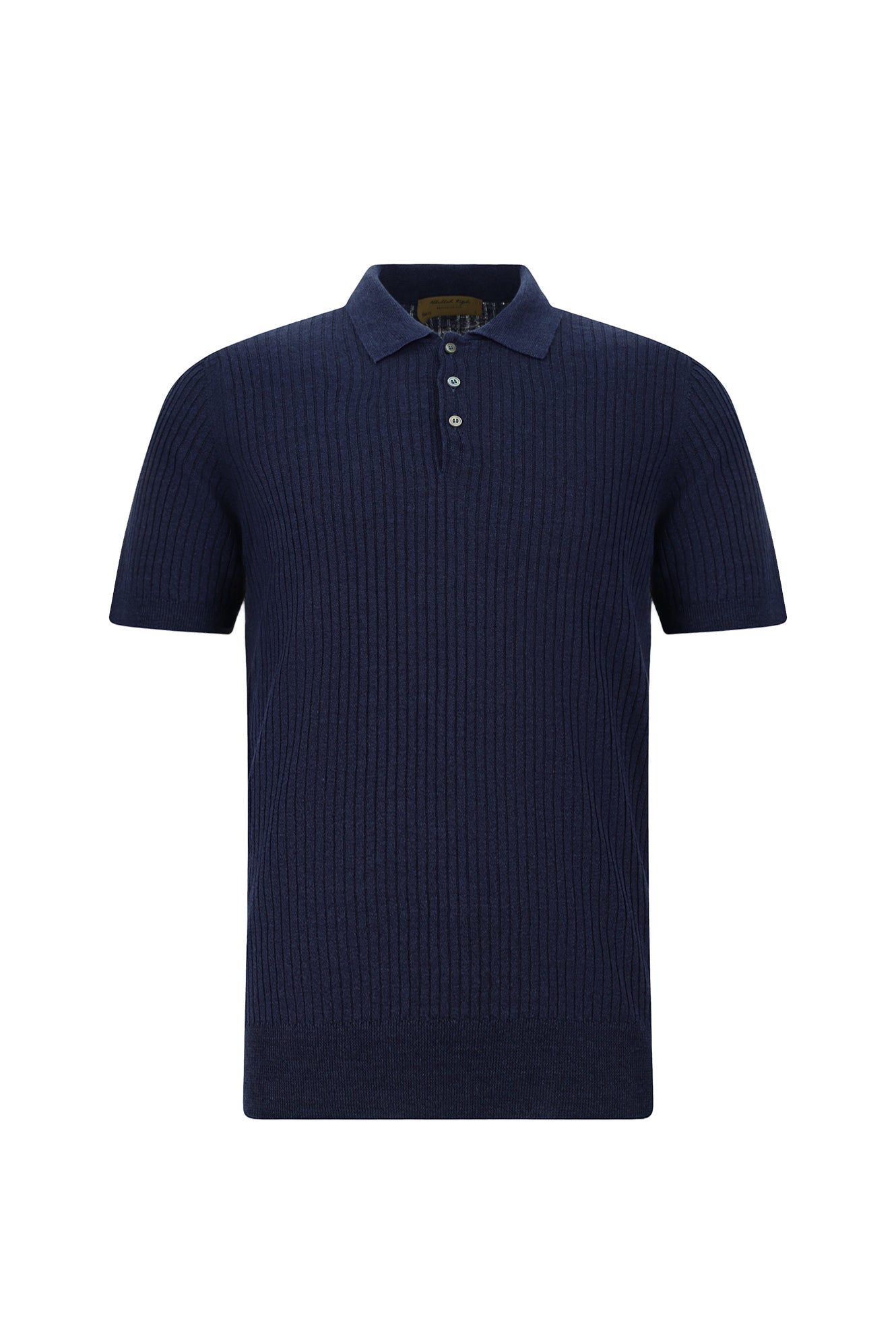 Koyu Lacivert Slim Fit Dar Kesim Çizgili Pamuklu Keten İtalyan Triko Polo T-shirt