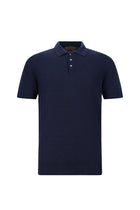 Koyu Lacivert Slim Fit Dar Kesim Çizgili Pamuklu Keten İtalyan Triko Polo T-shirt