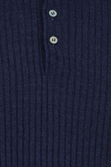 Koyu Lacivert Slim Fit Dar Kesim Çizgili Pamuklu Keten İtalyan Triko Polo T-shirt