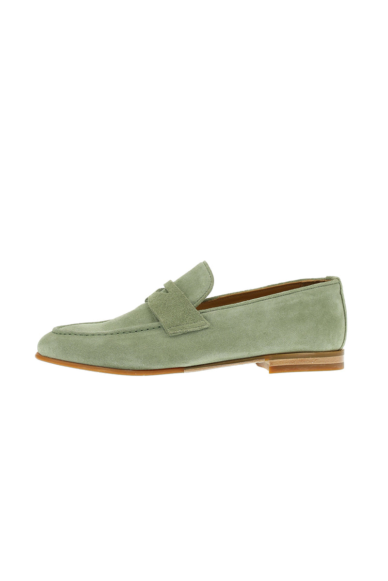 Mint Yeşili Loafer Süet Deri Ayakkabı