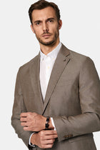 Koyu Füme 6 Drop Regular Fit Standart Kesim Pileli Beli Lastikli ?talyan Keten Kar???ml? Tak?m Elbise-Abdullah Ki??l?