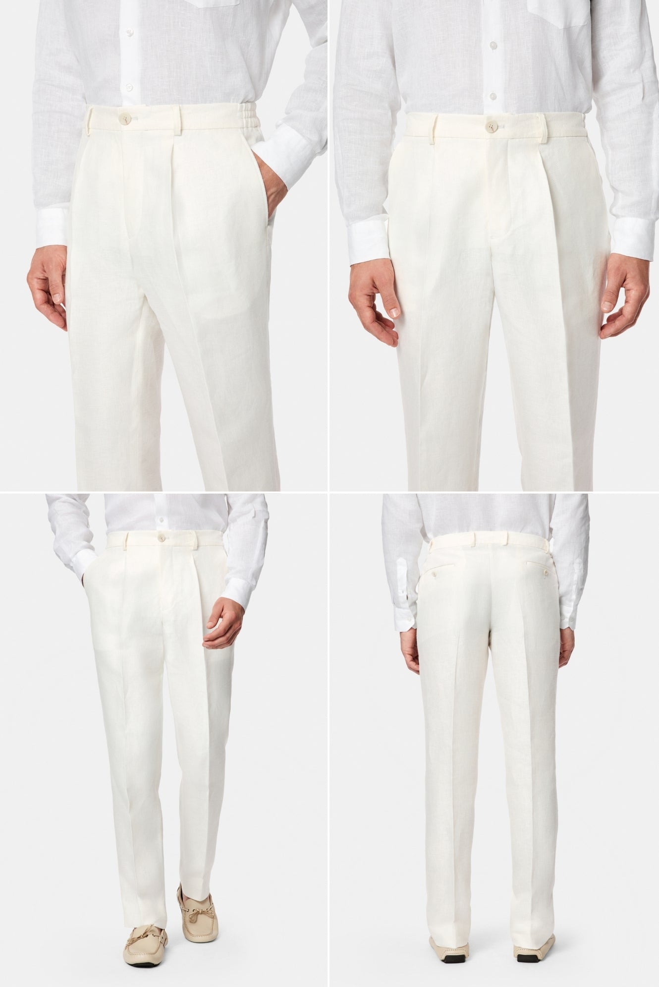 Ekru 7 Drop Slim Fit Dar Kesim Kruvaze %100 Keten Takım Elbise