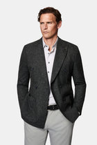 Siyah 6 Drop Regular Fit Standart Kesim Regular Sivri Yaka Ketenli Kruvaze Ceket
