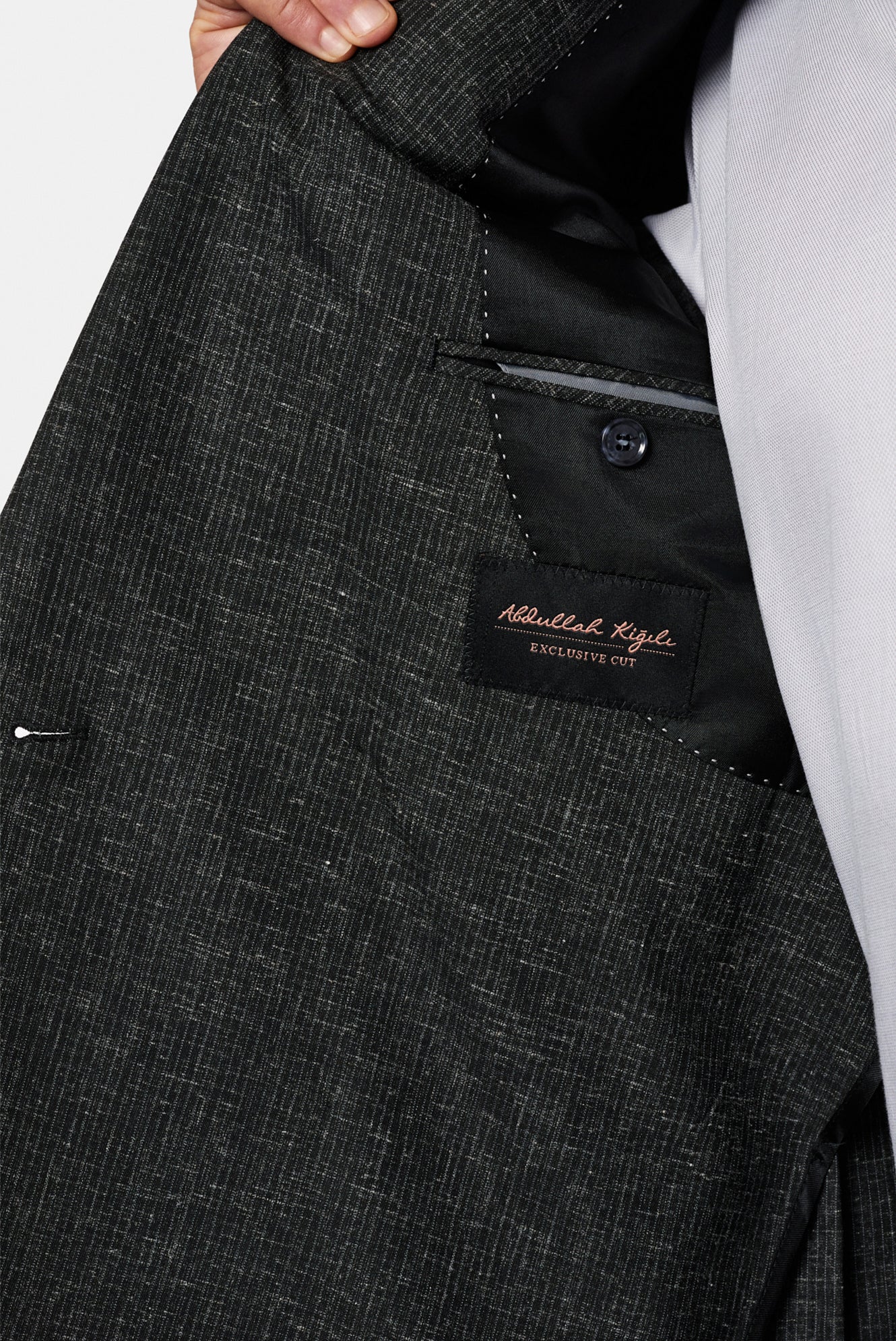 Siyah 7 Drop Slim Fit Dar Kesim Regular Sivri Yaka Ketenli Kruvaze Ceket