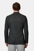 Siyah 6 Drop Regular Fit Standart Kesim Regular Sivri Yaka Ketenli Kruvaze Ceket