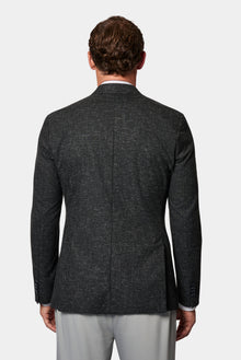 Siyah 6 Drop Regular Fit Standart Kesim Regular Sivri Yaka Ketenli Kruvaze Ceket