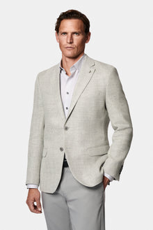 Orta Gri 7 Drop Slim Fit Dar Kesim Yünlü Keten Karışımlı İtalyan Balıksırtı Klasik Ceket