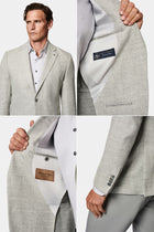 Orta Gri 7 Drop Slim Fit Dar Kesim Yünlü Keten Karışımlı İtalyan Balıksırtı Klasik Ceket