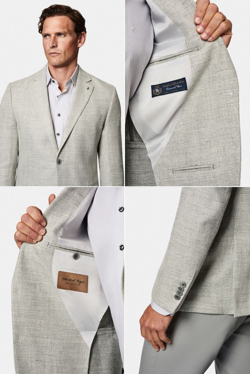 Orta Gri 6 Drop Regular Fit Standart Kesim Yünlü Keten Karışımlı İtalyan Balıksırtı Klasik Ceket