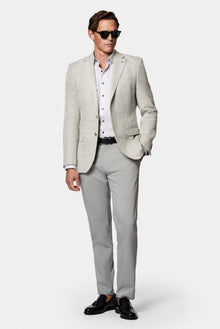 Orta Gri 7 Drop Slim Fit Dar Kesim Yünlü Keten Karışımlı İtalyan Balıksırtı Klasik Ceket