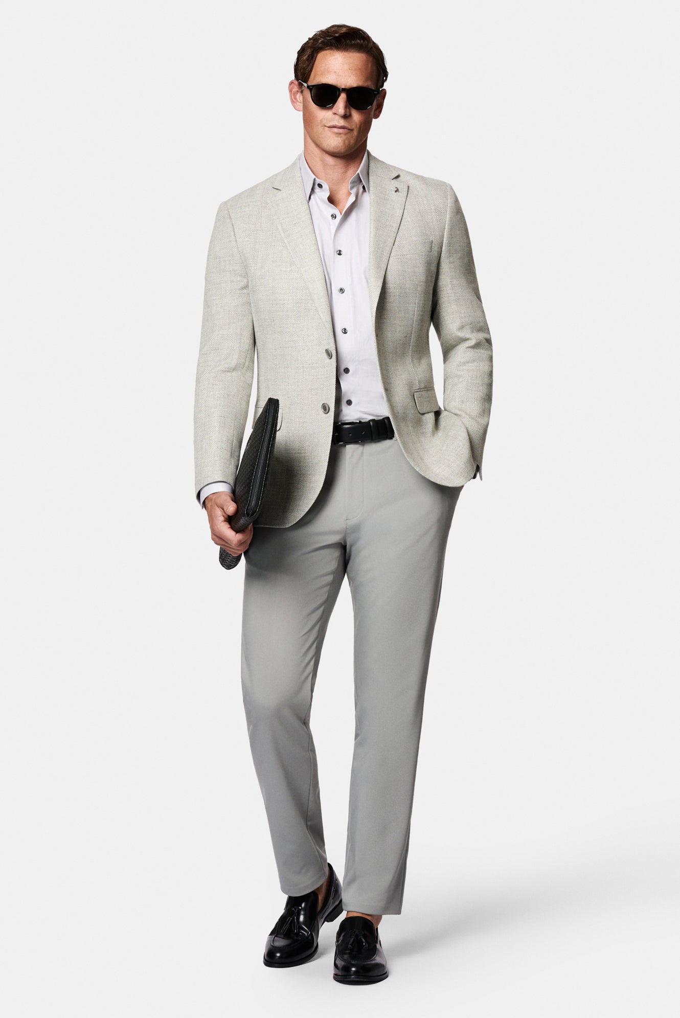 Orta Gri 7 Drop Slim Fit Dar Kesim Yünlü Keten Karışımlı İtalyan Balıksırtı Klasik Ceket
