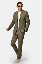 Koyu Yeşil 7 Drop Slim Fit Dar Kesim Yünlü Keten Karışımlı İtalyan Balıksırtı Klasik Ceket