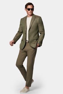 Koyu Yeşil 7 Drop Slim Fit Dar Kesim Yünlü Keten Karışımlı İtalyan Balıksırtı Klasik Ceket