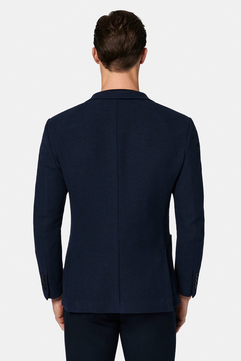 Koyu Lacivert 6 Drop Regular Fit Standart Kesim Sivri Yaka Torba Cep Desenli Spor ?talyan Örme Ceket-Abdullah Ki??l?