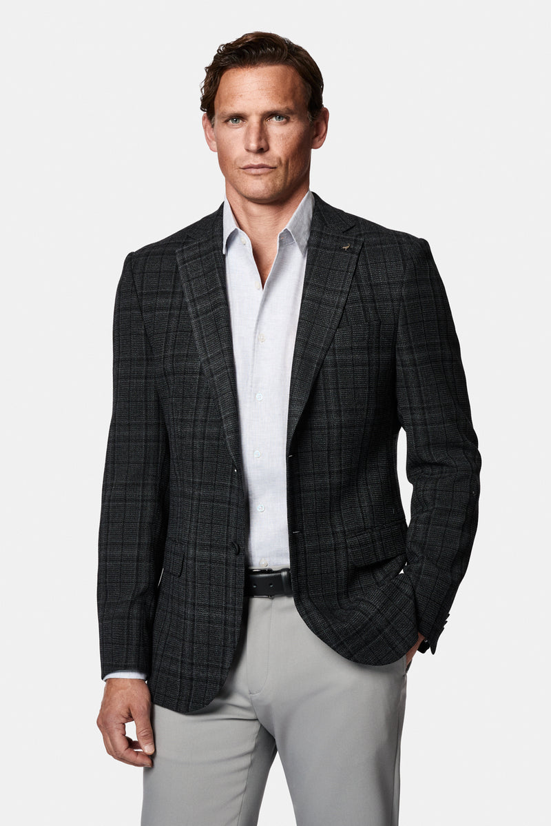 Siyah 6 Drop Regular Fit Standart Kesim Yünlü Ekose İtalyan Ceket