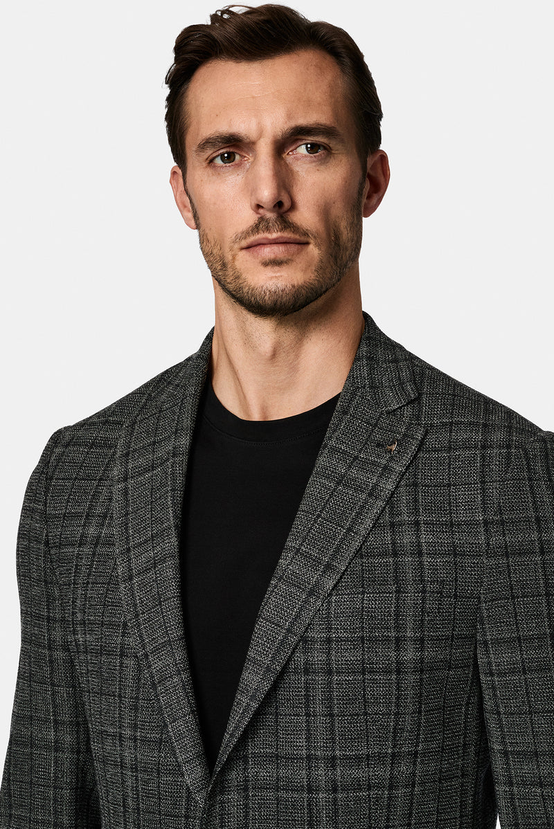 Koyu Antrasit 6 Drop Regular Fit Standart Kesim Yünlü Ekose ?talyan Ceket-Abdullah Ki??l?