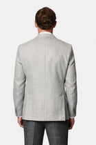 Açık Gri 7 Drop Slim Fit Dar Kesim Keten Karışımlı Desenli Klasik Ceket