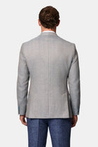 Koyu Mavi  7 Drop Slim Fit Dar Kesim Keten Karışımlı Desenli Klasik Ceket
