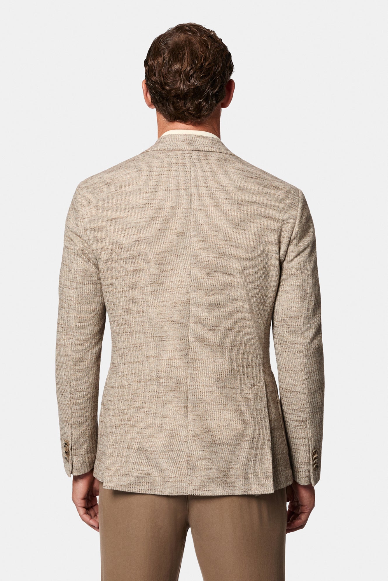 Orta Bej 7 Drop Slim Fit Dar Kesim Keten Karışımlı İtalyan Spor Ceket