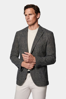 Koyu Lacivert 7 Drop Slim Fit Dar Kesim Mono Yaka Pamuk Karışımlı Desenli Spor Astarsız İtalyan Ceket
