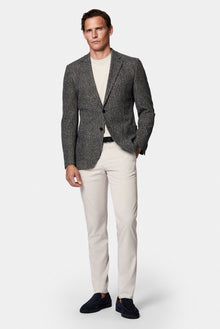 Koyu Lacivert 7 Drop Slim Fit Dar Kesim Mono Yaka Pamuk Karışımlı Desenli Spor Astarsız İtalyan Ceket